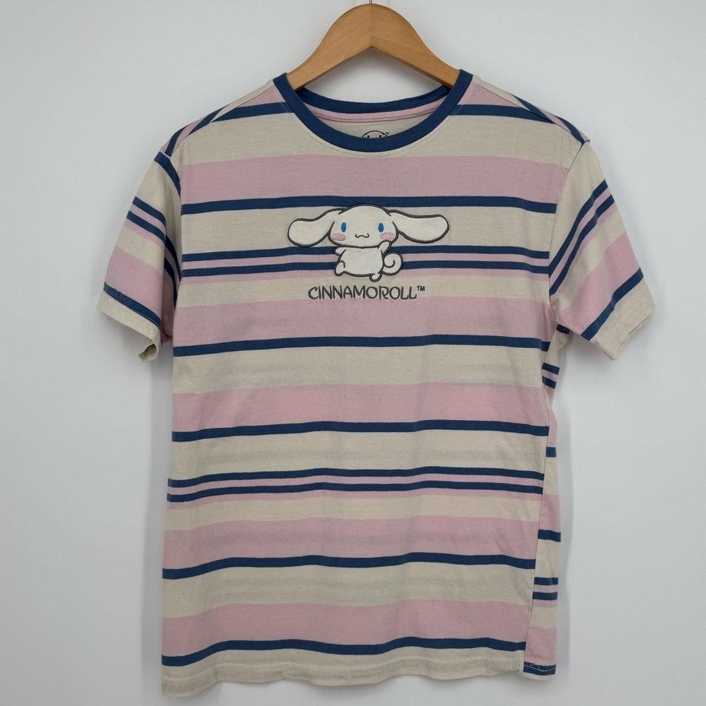 Cinnamoroll Embroidered Short Sleeve Striped‎ T-Shirt Size Sanrio Kawaii Sanrio